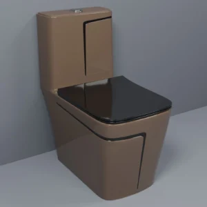 Premium Quality 2026 Shining Choco Brown Commode With Black Finishing Line And Round Flush Button Western Commode